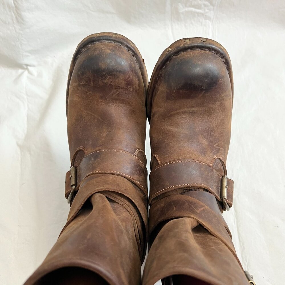 Jeffrey Campbell Brown Distressed Leather Moto Boots - Picture 5 of 11